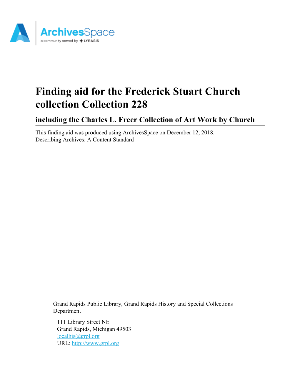 Frederick Stuart Church Art Collection