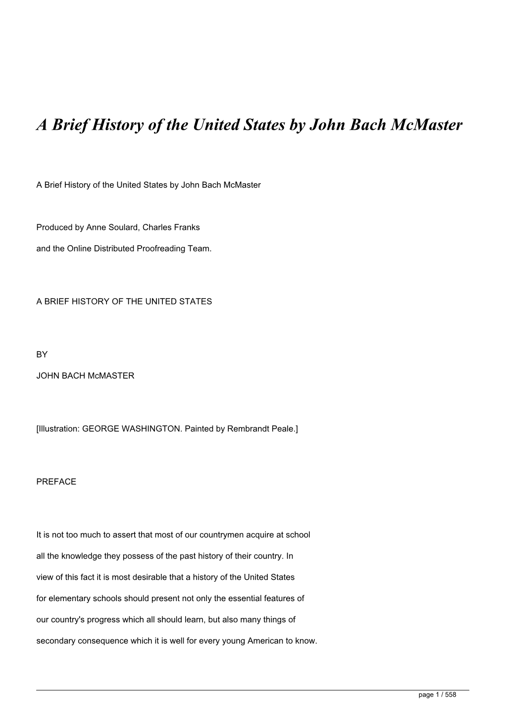 A Brief History of the United States by John Bach Mcmaster