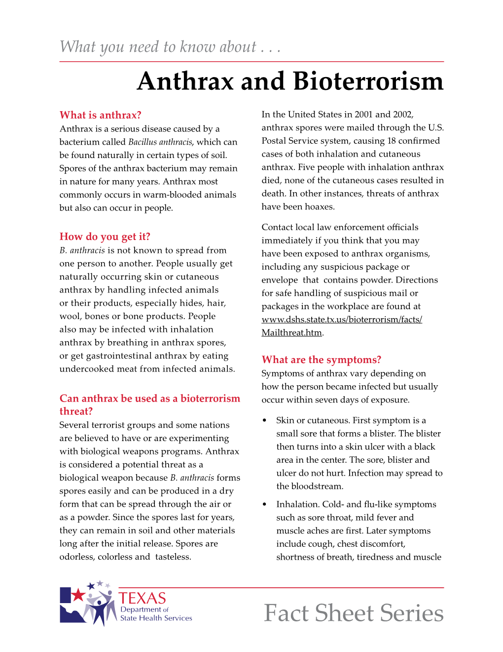 Anthrax and Bioterrorism