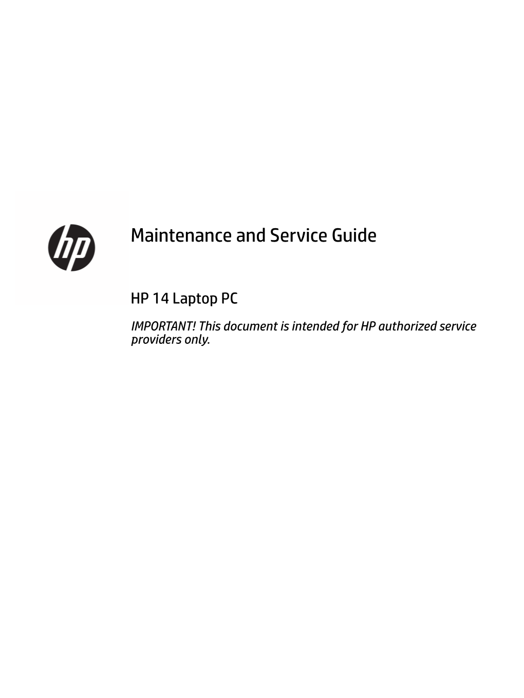 Maintenance and Service Guide HP 14 Laptop PC