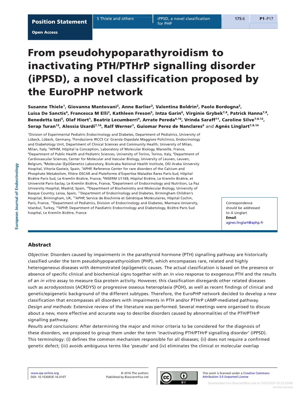 From Pseudohypoparathyroidism to Inactivating PTH/Pthrp Signalling Disorder