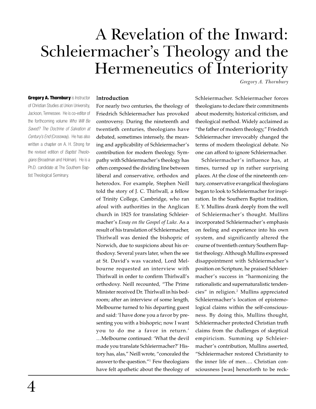 Schleiermacher's Theology and the Hermeneutics of Interiority