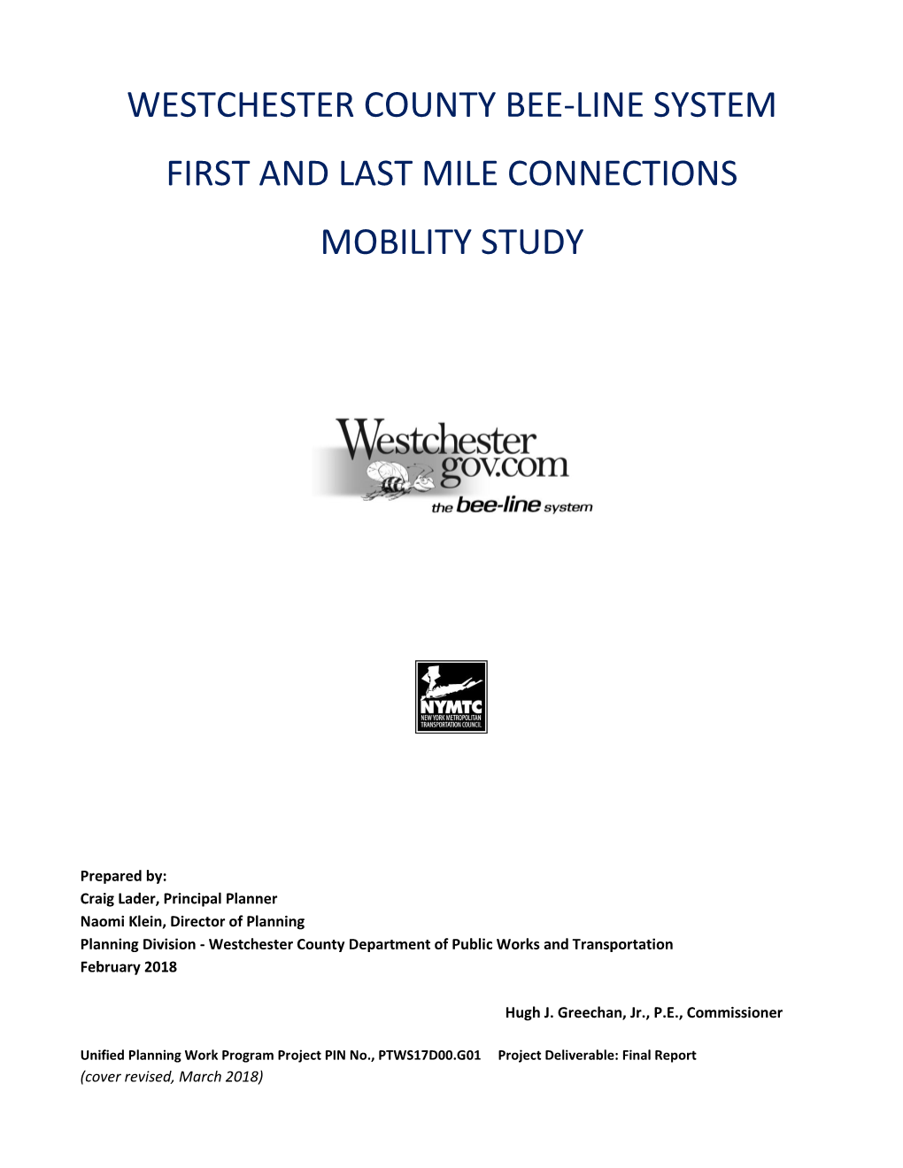 Westchester County Bee-Line System First and Last Mile Mobility Study