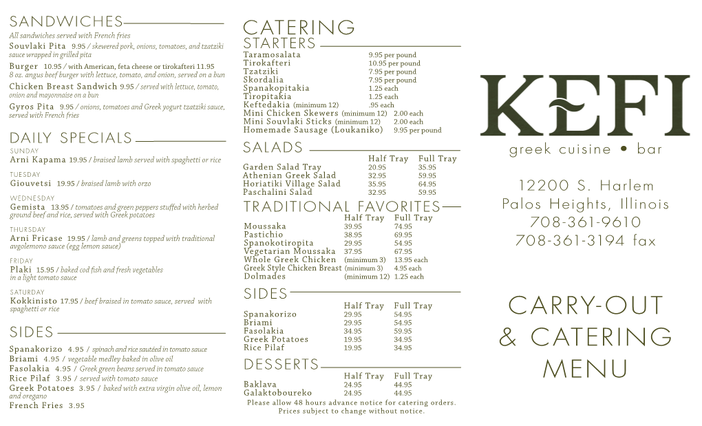 Carry-Out & Catering Menu