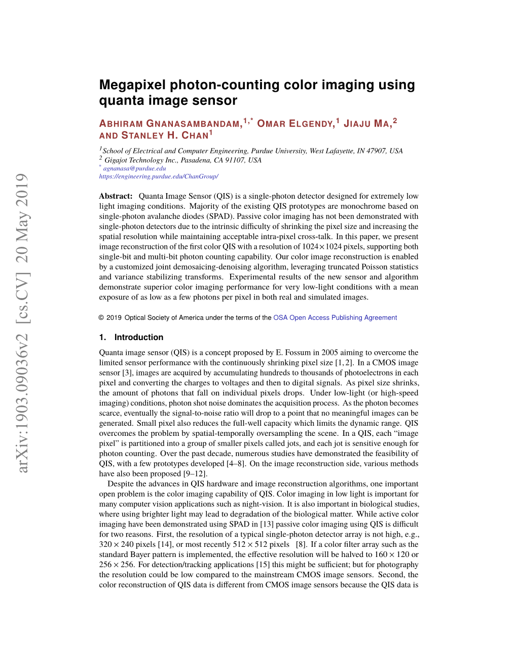 Megapixel Photon-Counting Color Imaging Using Quanta Image Sensor