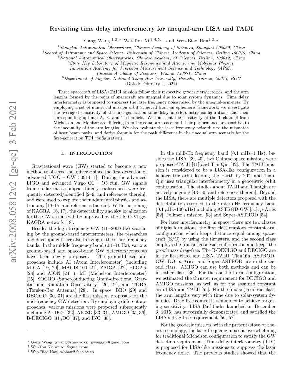 Arxiv:2008.05812V2 [Gr-Qc] 3 Feb 2021 -EIO[1,O[7,Adio[38]