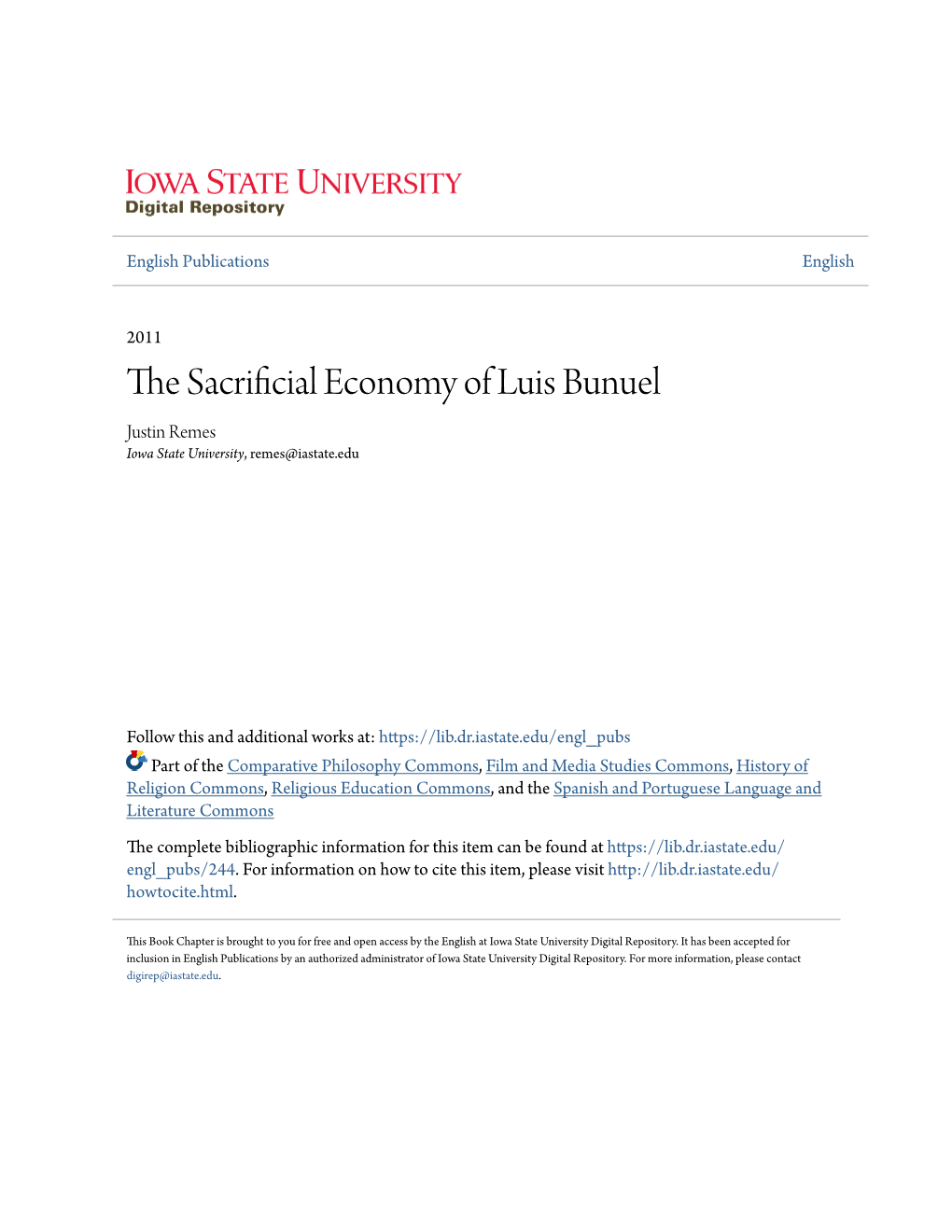 The Sacrificial Economy of Luis Bunuel