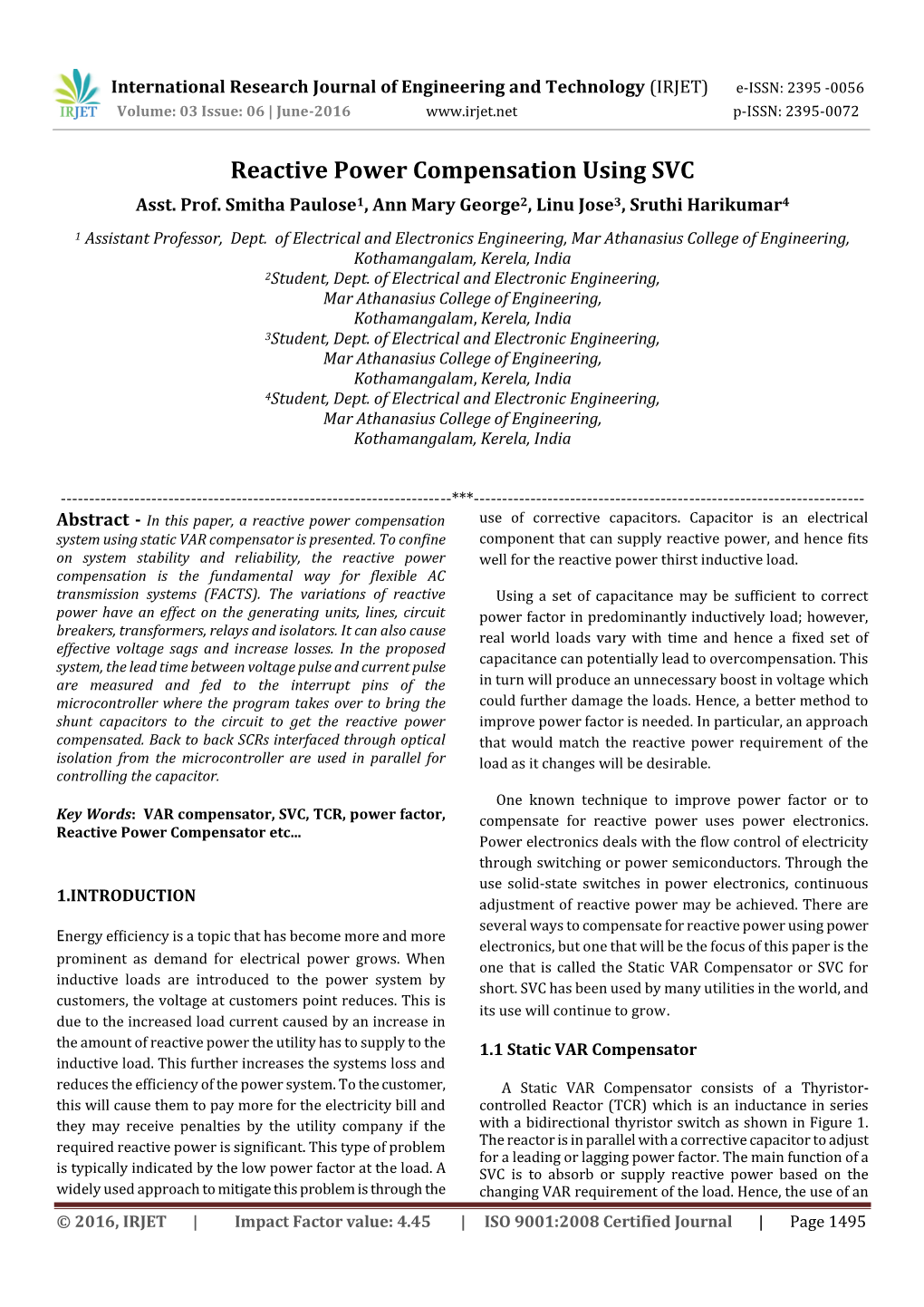 Reactive Power Compensation Using SVC Asst