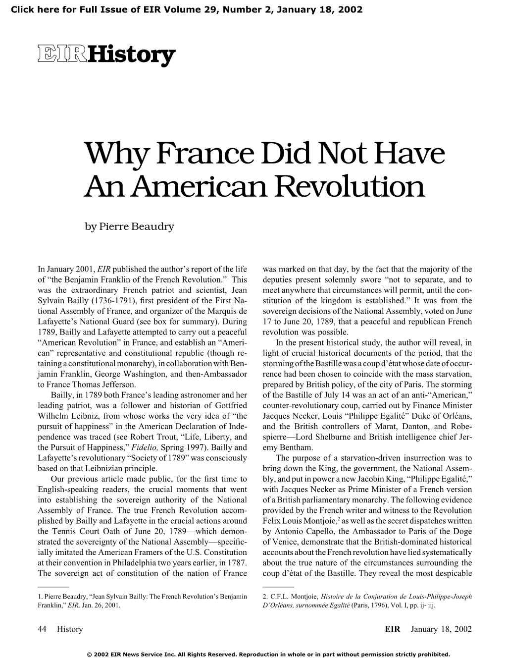 Why France Did Not Have an American Revolution