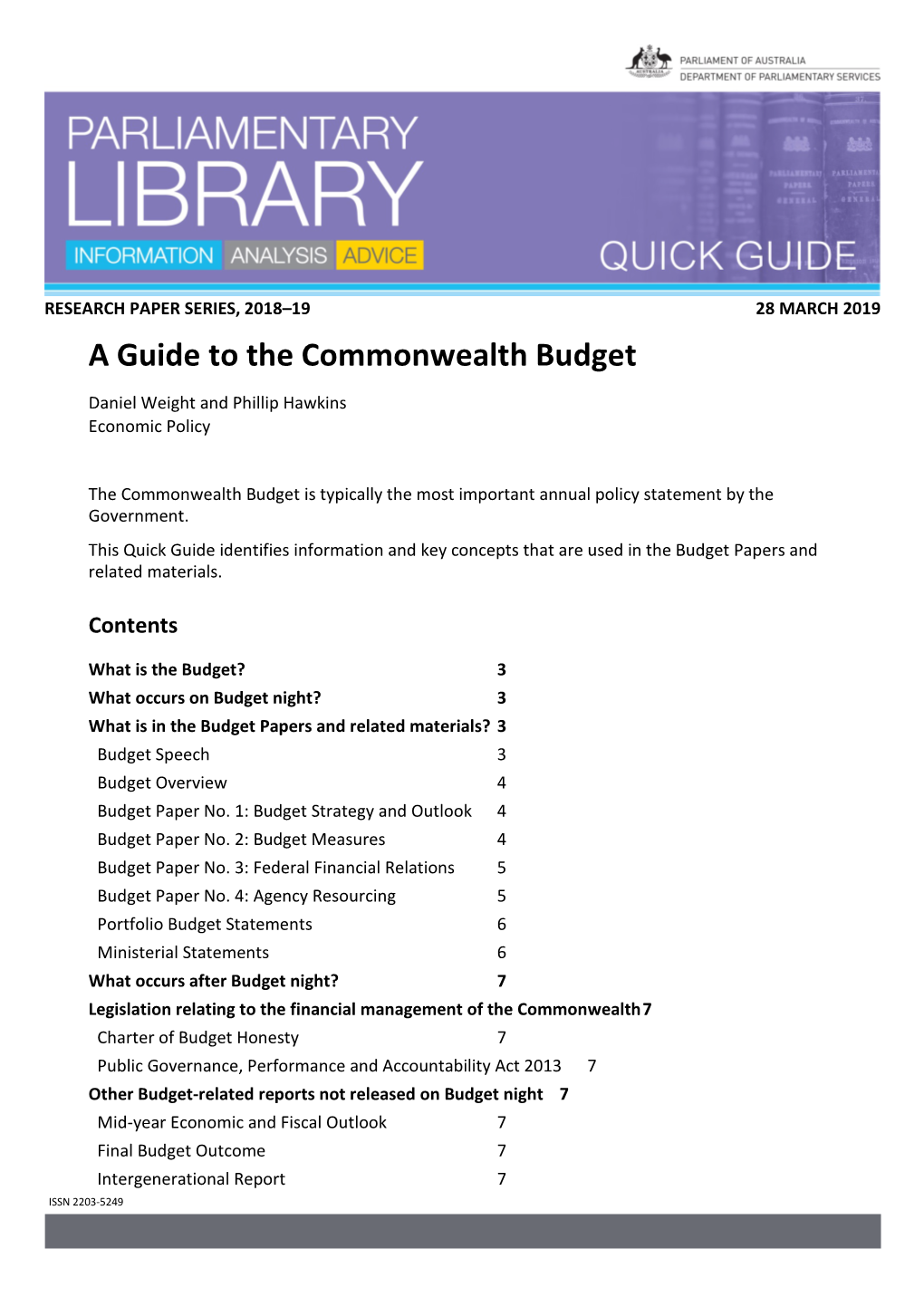 A Guide to the Commonwealth Budget