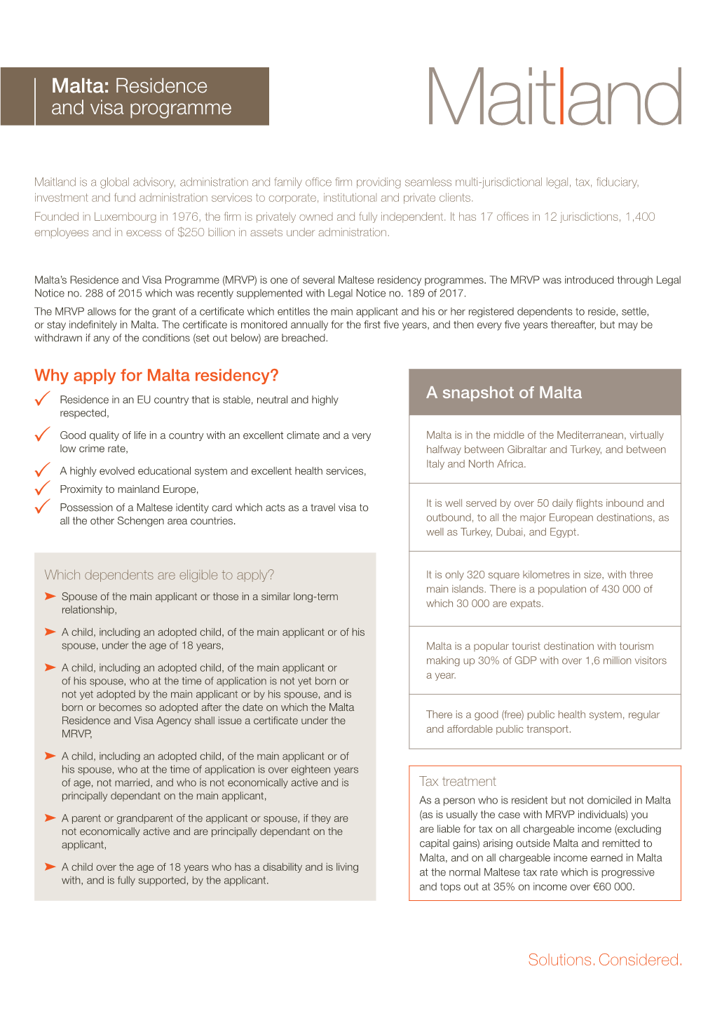 Malta: Residence and Visa Programme