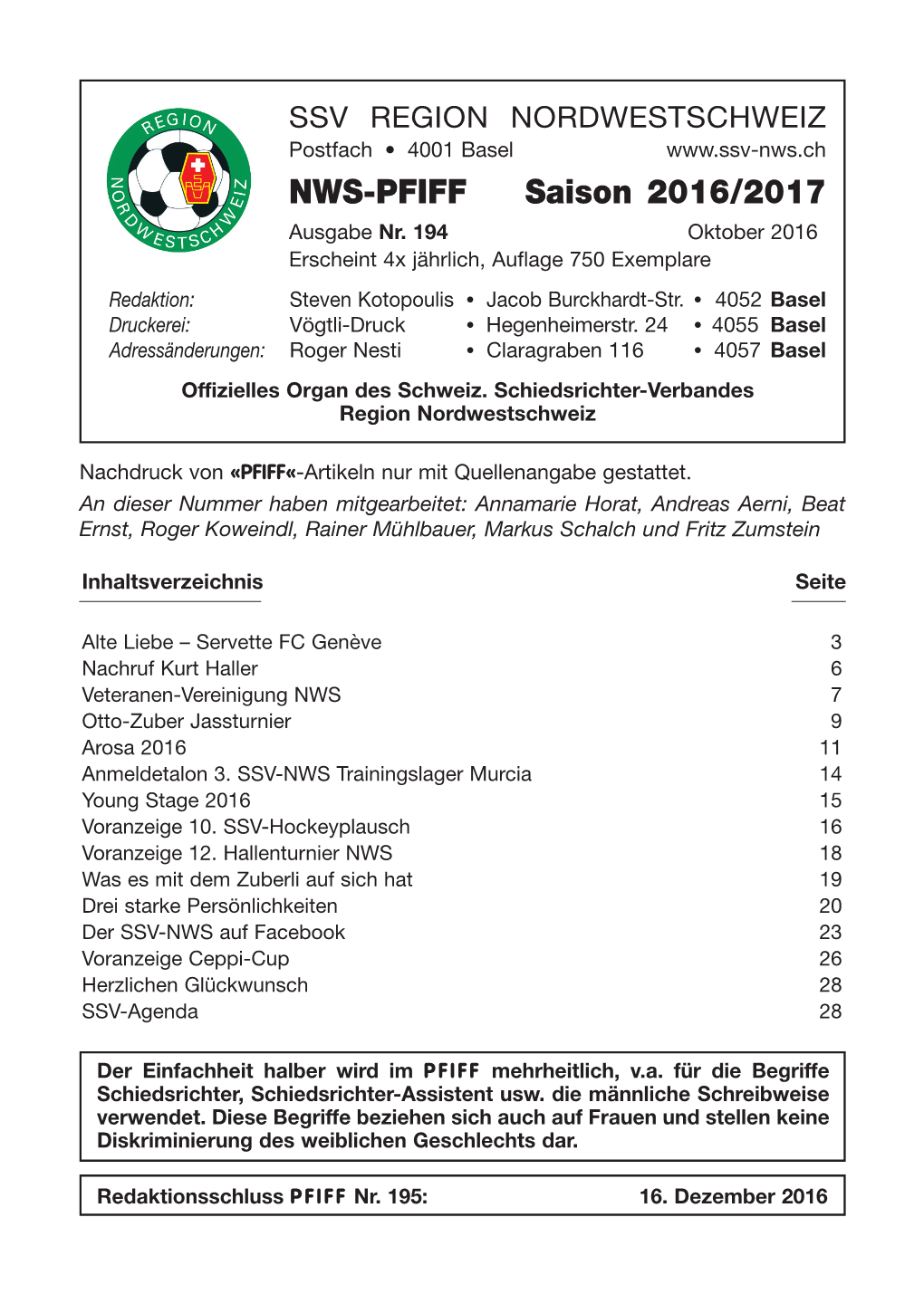PFIFF Saison 2016/2017 Ausgabe Nr