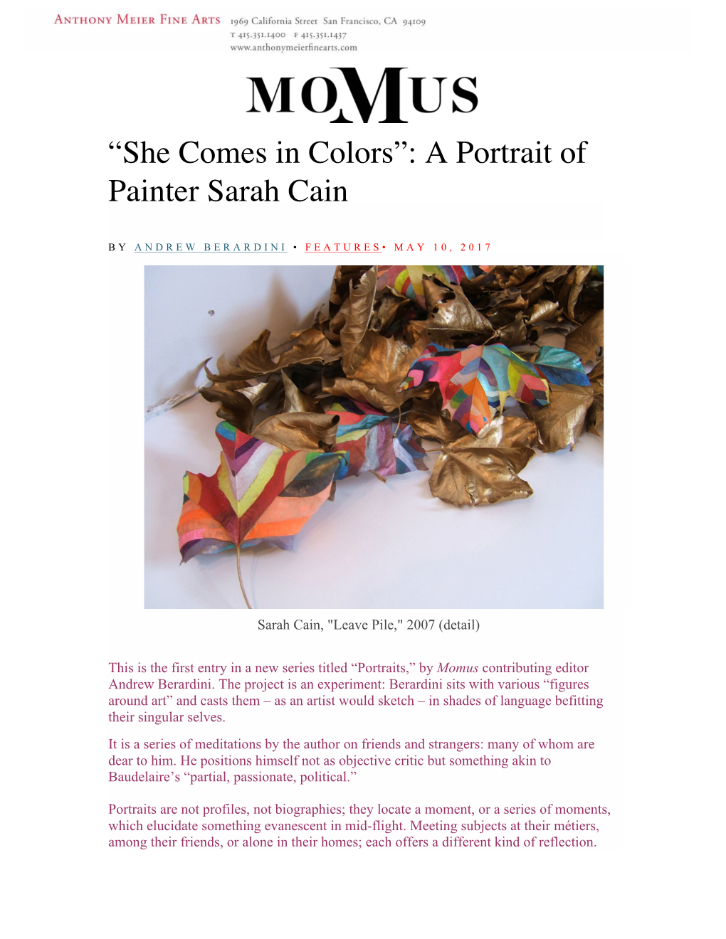 “She Comes in Colors”: a Portrait of Painter Sarah Cain