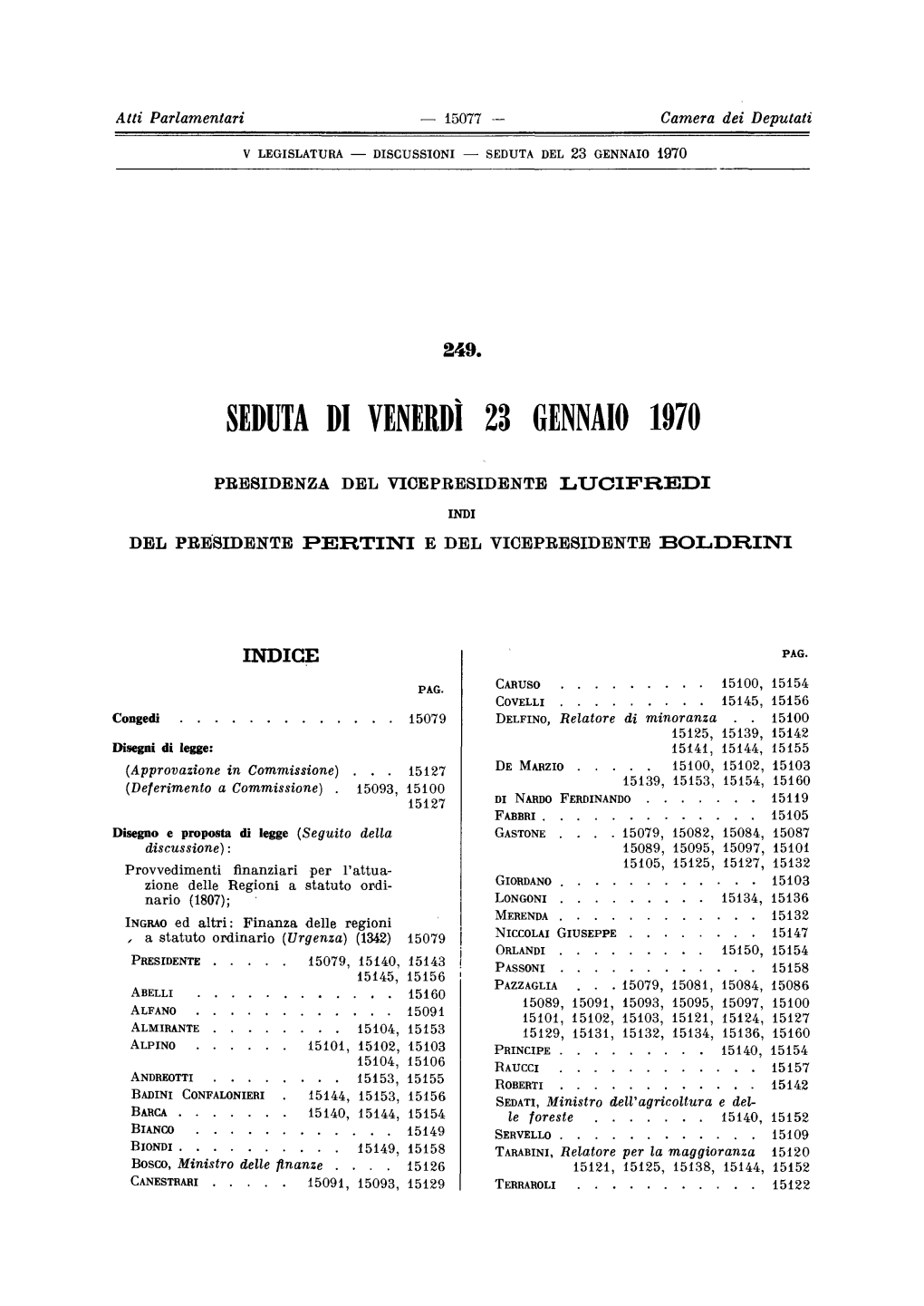 Seduta Di Venerdì 23 Gennaio 197 0