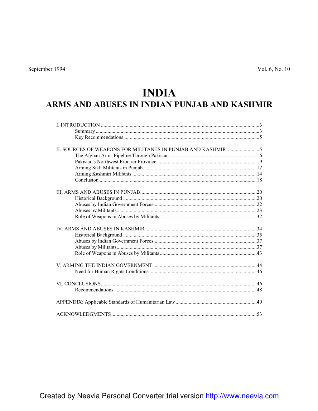 Arms and Abuses in Indian Punjab and Kashmir