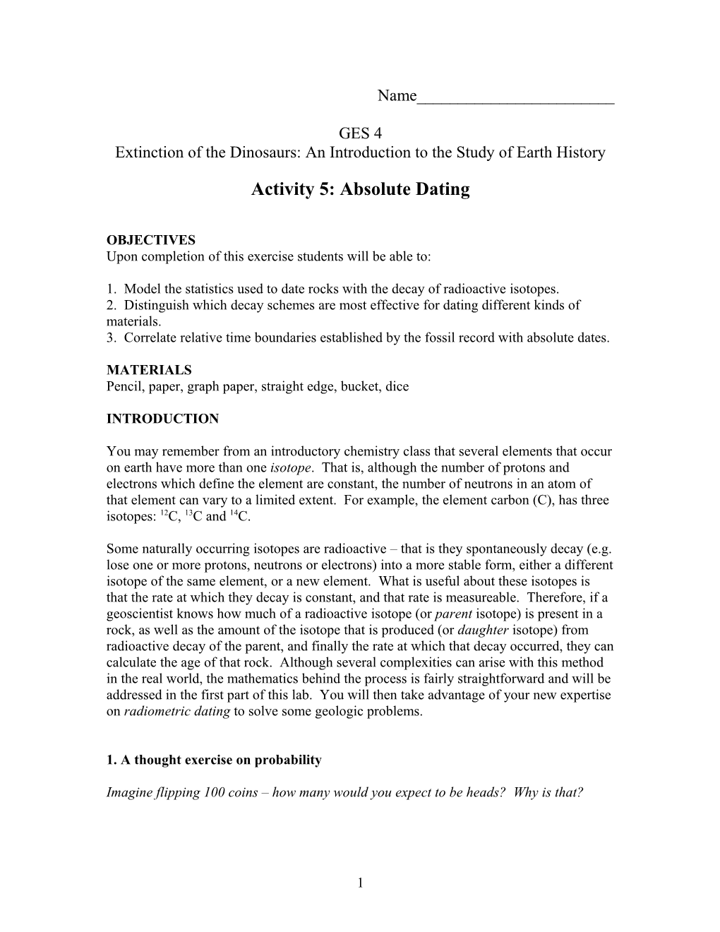 Extinction of the Dinosaurs: an Introduction to the Study of Earth History