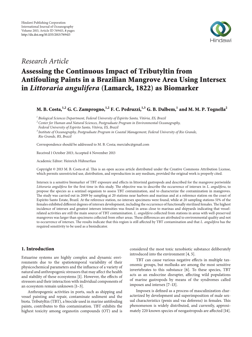 Assessing the Continuous Impact of Tributyltin from Antifouling Paints In