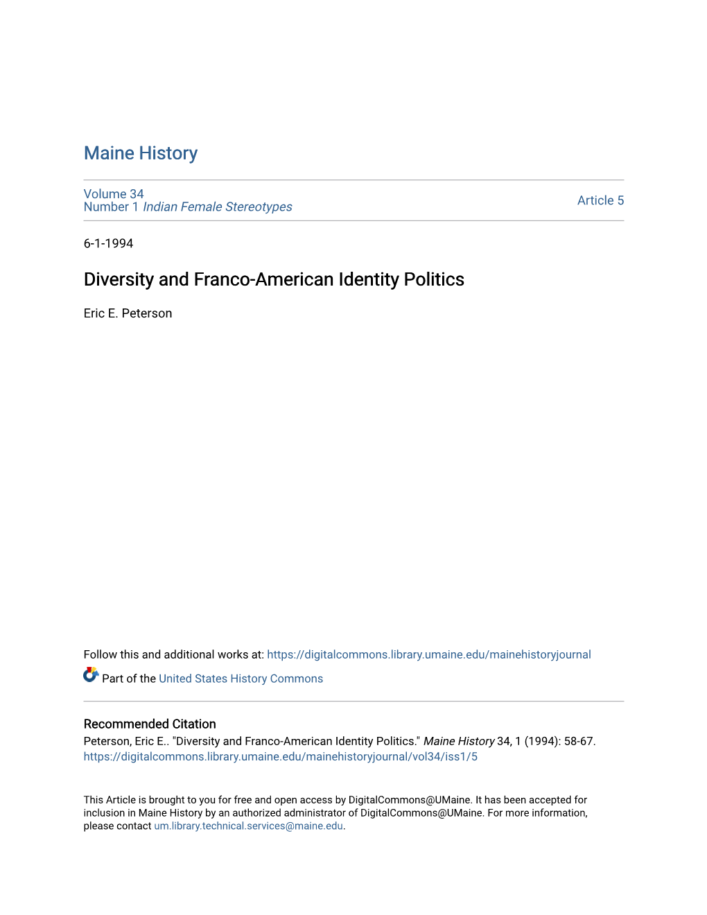 Diversity and Franco-American Identity Politics