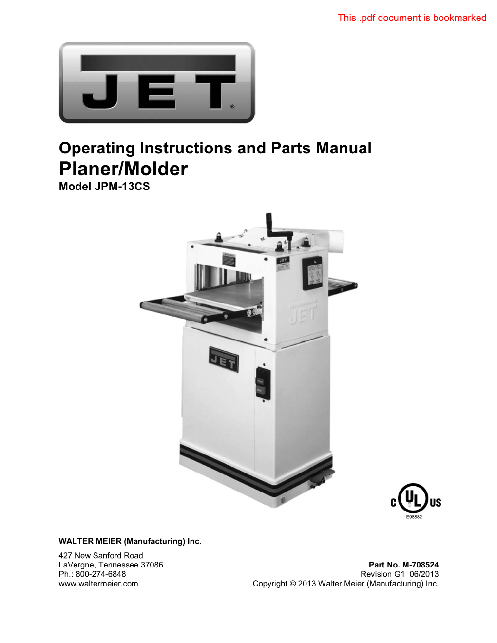 Planer/Molder Model JPM-13CS