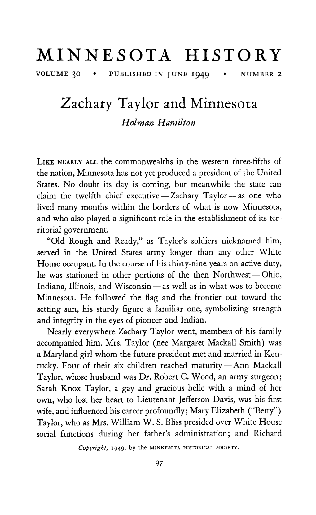 Zachary Taylor and Minnesota