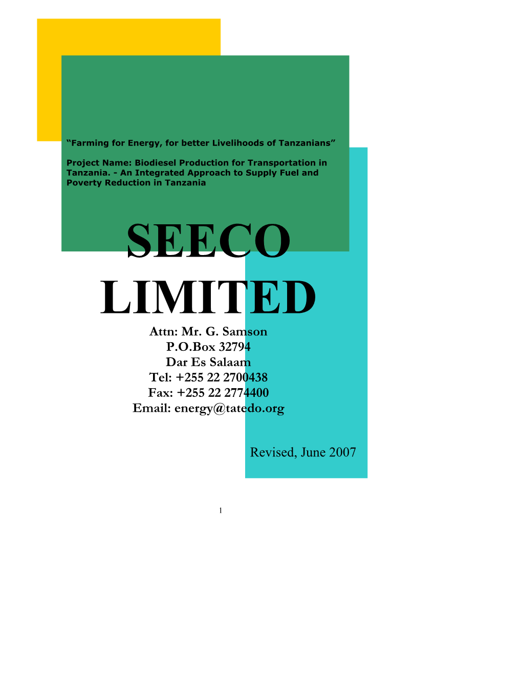 SEECO LIMITED Attn: Mr