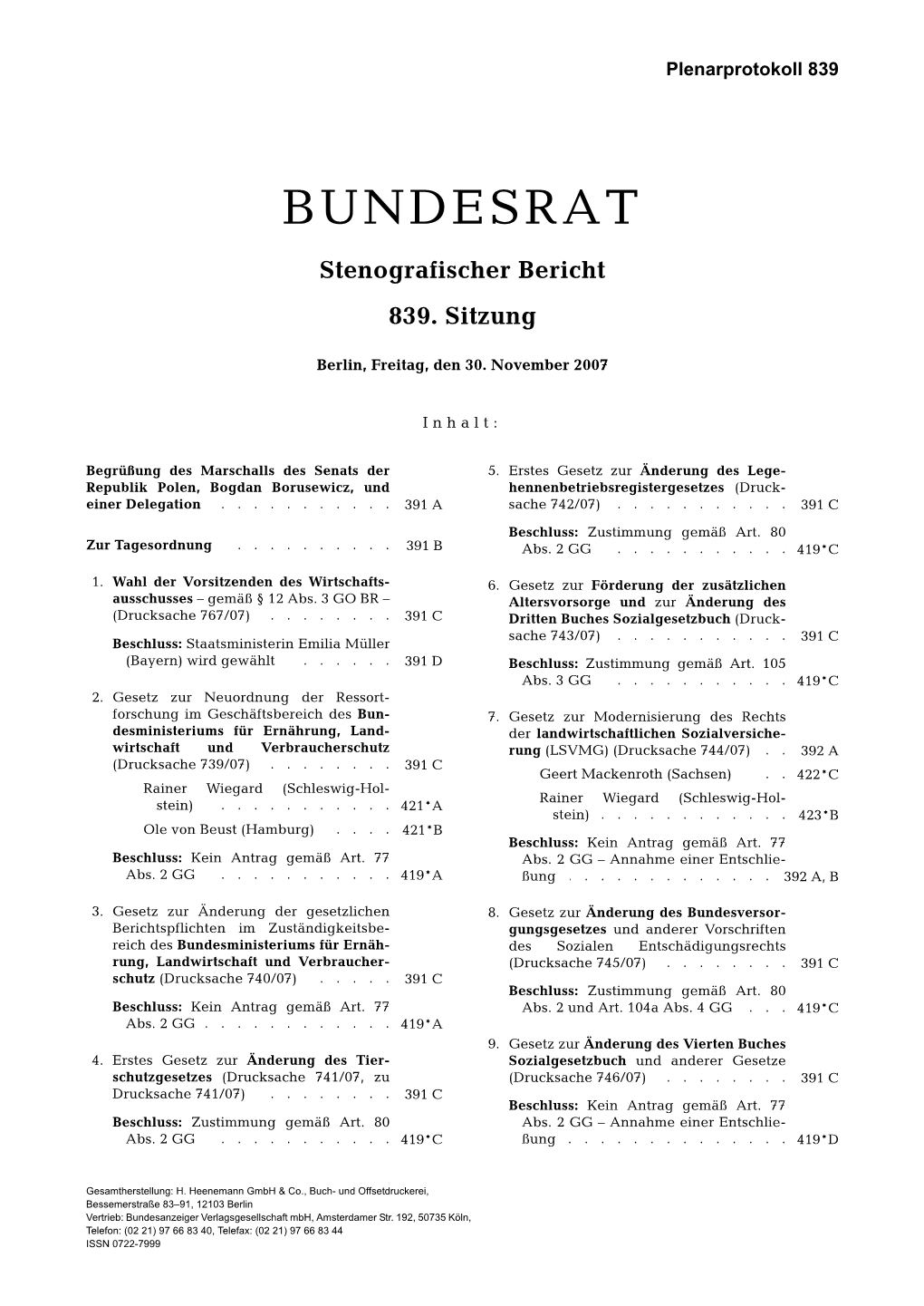 BUNDESRAT Stenografischer Bericht 839