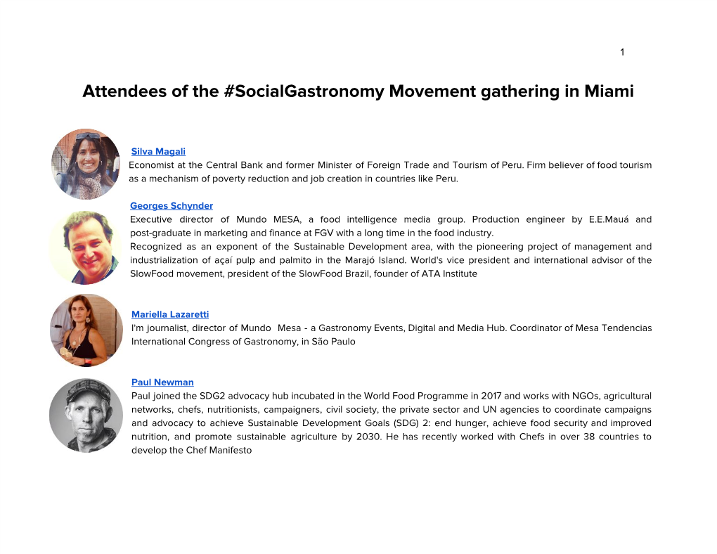 Attendees of the #Socialgastronomy Movement Gathering in Miami