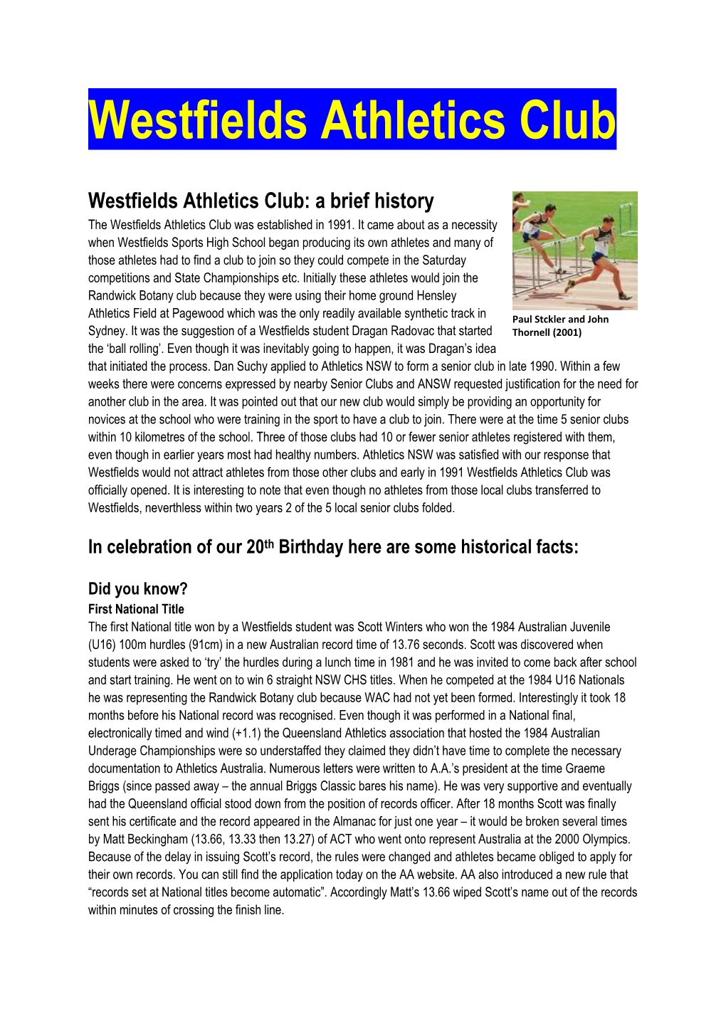 Westfields Athletics Club