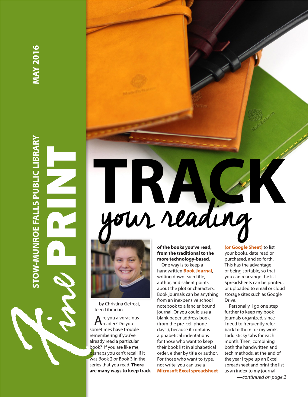 MAY 2016 PRINT Are Many Ways to Keep Track Thatseries You Read