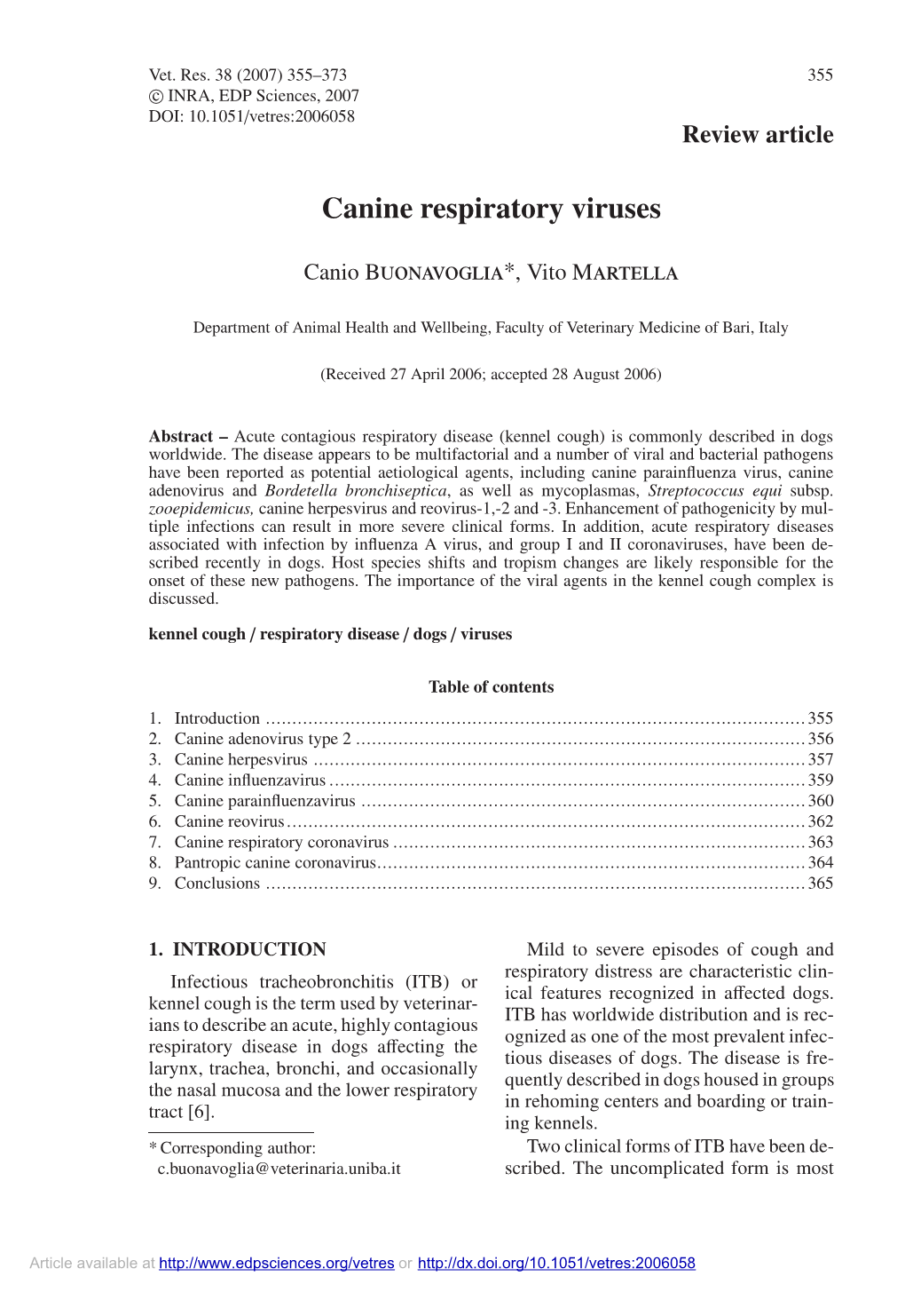 Canine Respiratory Viruses