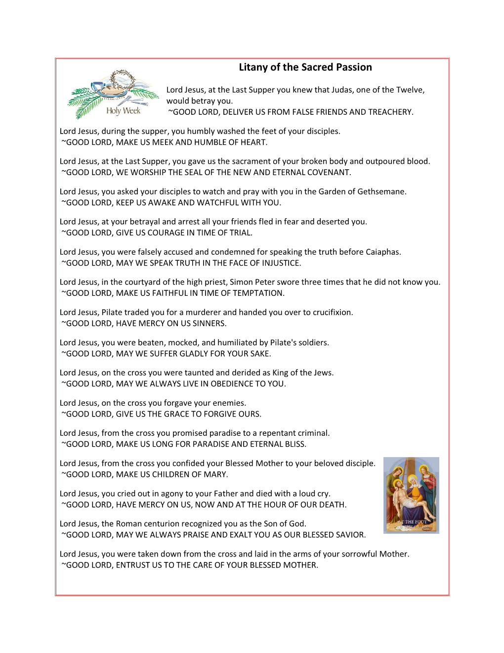 Litany of the Sacred Passion