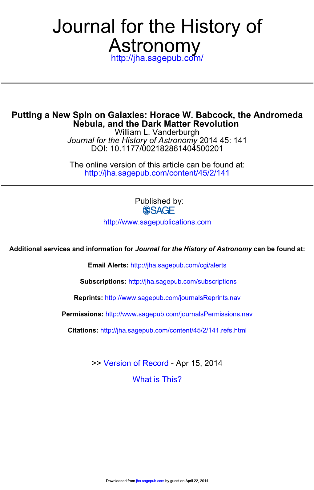 Astronomy Journal for the History Of