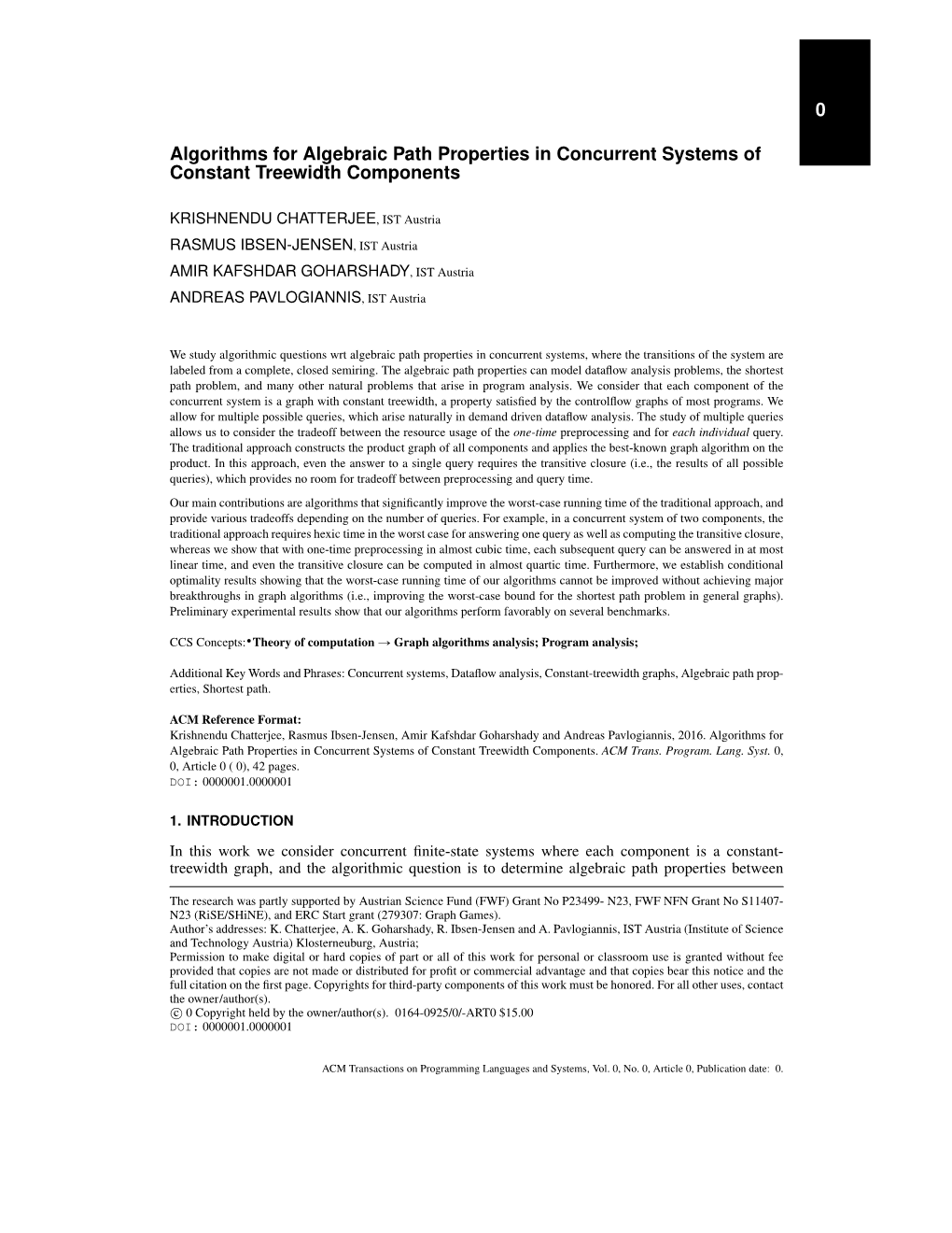 0 Algorithms for Algebraic Path Properties In