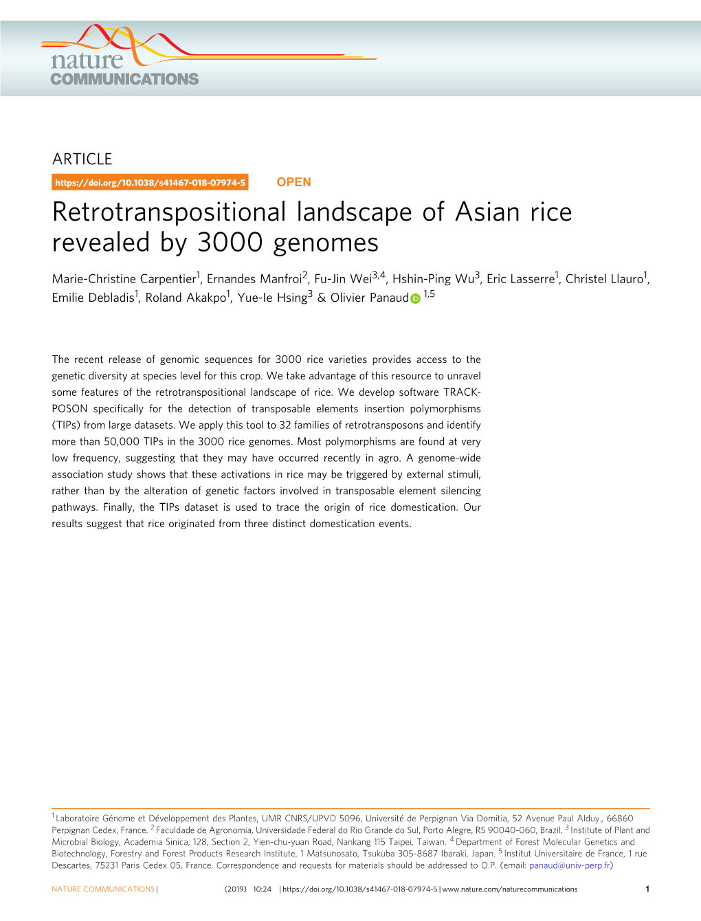 Retrotranspositional Landscape of Asian Rice Revealed by 3000 Genomes