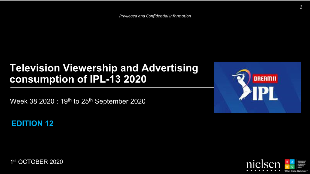 Television Viewership and Advertising Consumption of IPL-13 2020