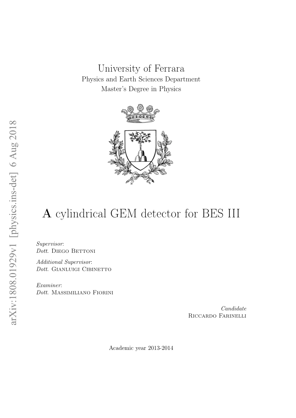 A Cylindrical GEM Detector for BES III