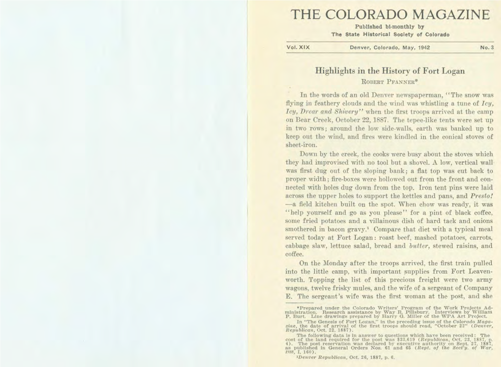 THE COLORADO MAGAZINE Published Bi-Monthly by the State Historical Society of Colorado