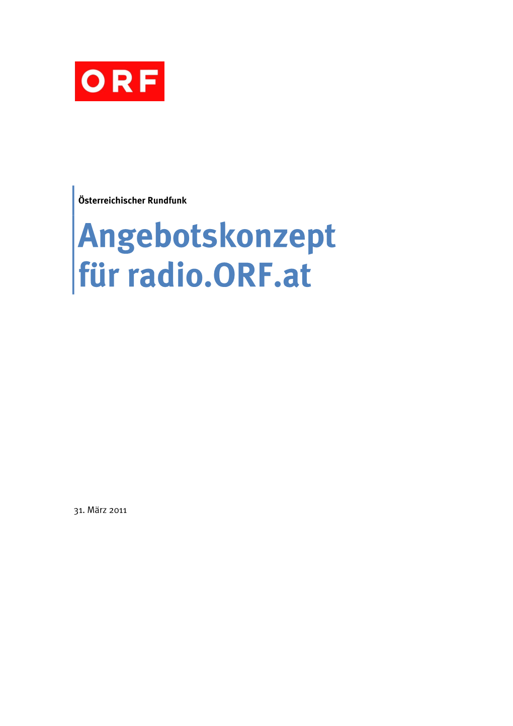 Angebotskonzept Für Radio.ORF.At