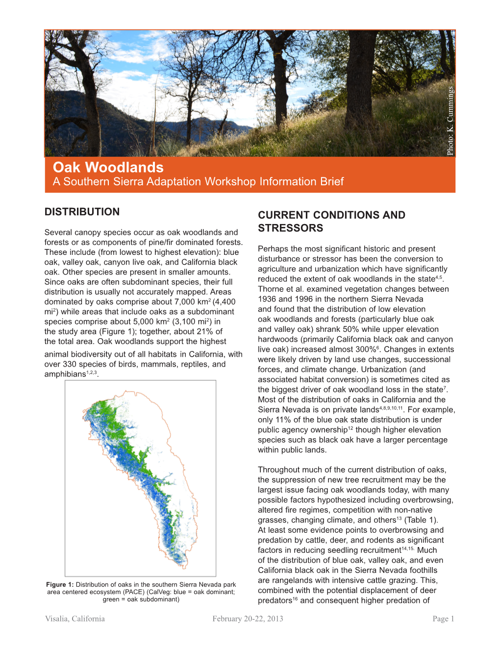 Oak Woodlands a Southern Sierra Adaptation Workshop Information Brief