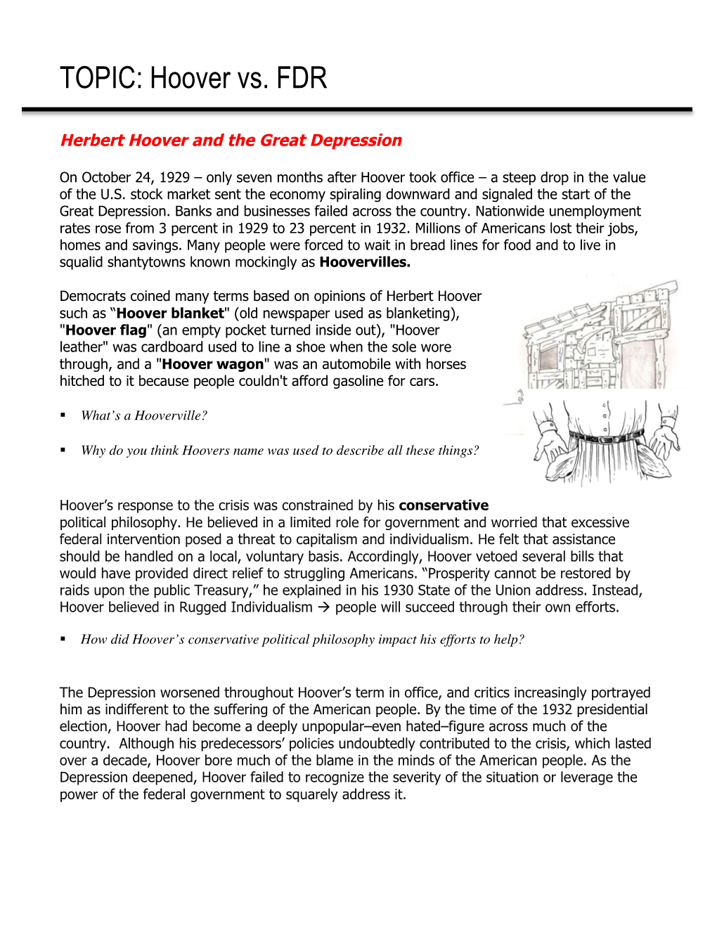 Hoover Vs. FDR