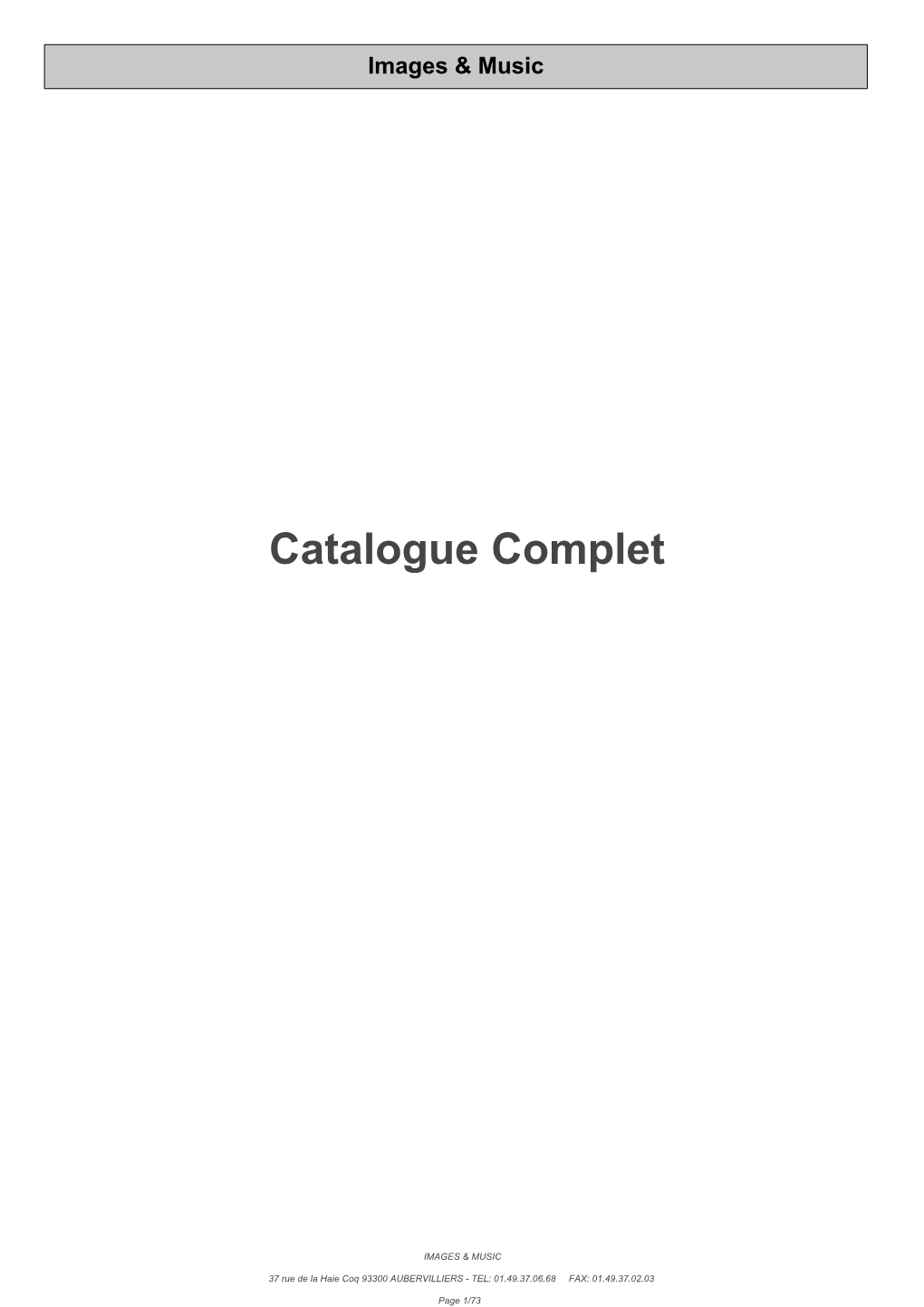 Catalogue Complet