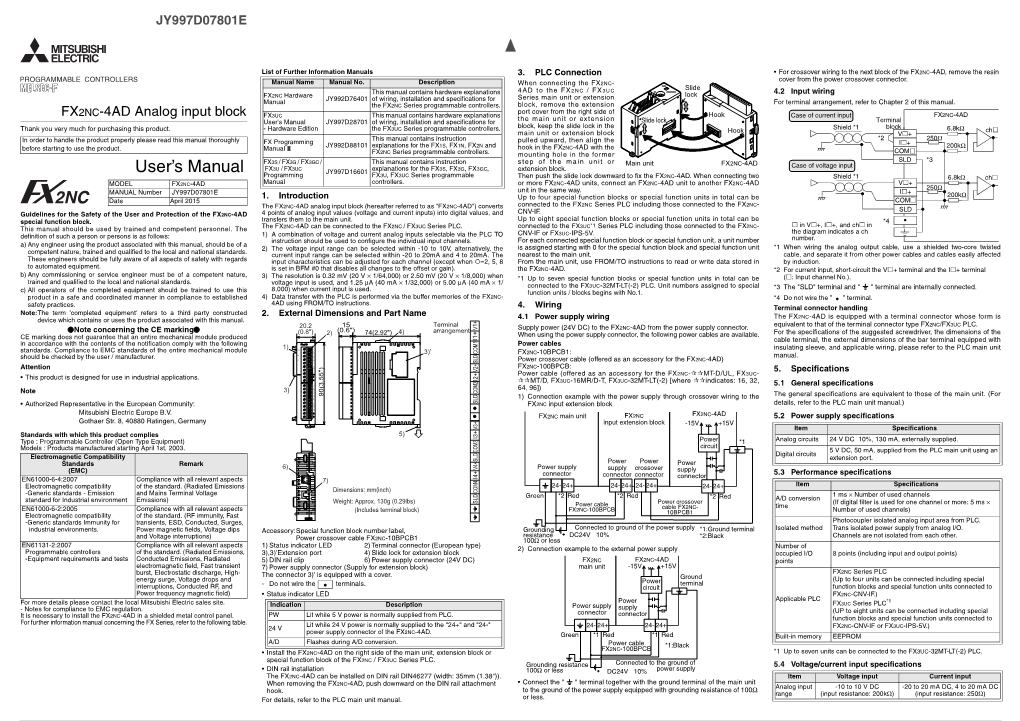 Fx2nc-4Ad User's Manual