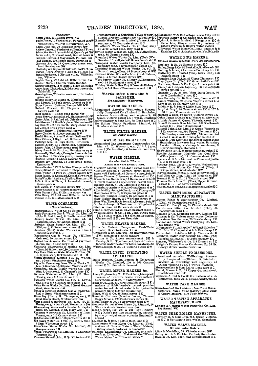 Trades' Directory, 1895. Wat