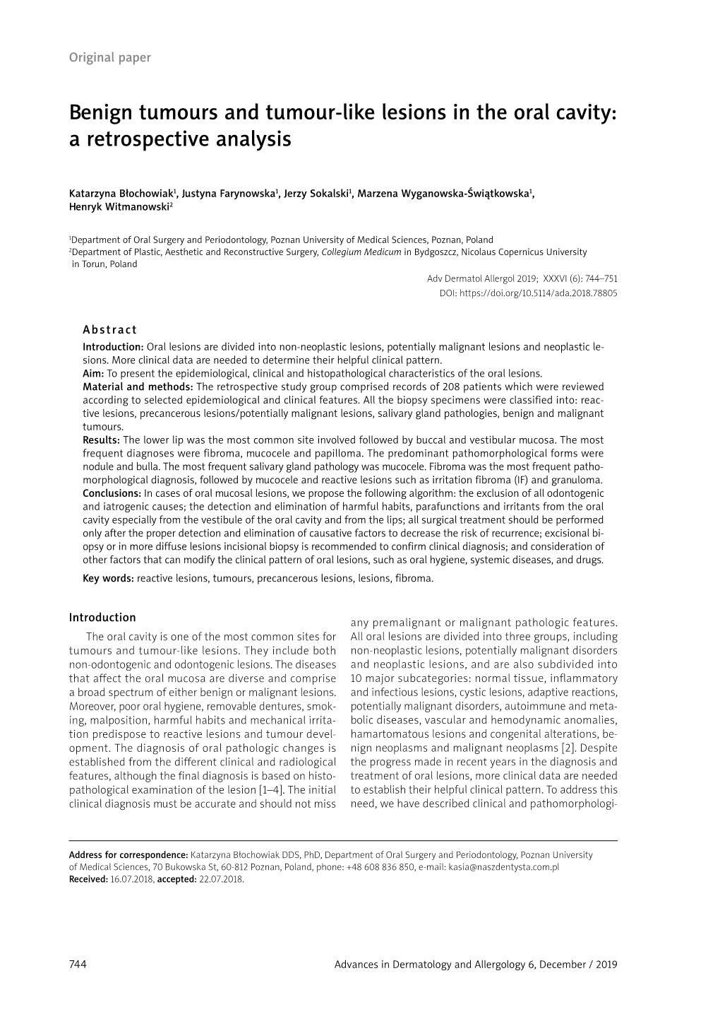 Benign Tumours and Tumour-Like Lesions in the Oral Cavity: a Retrospective Analysis