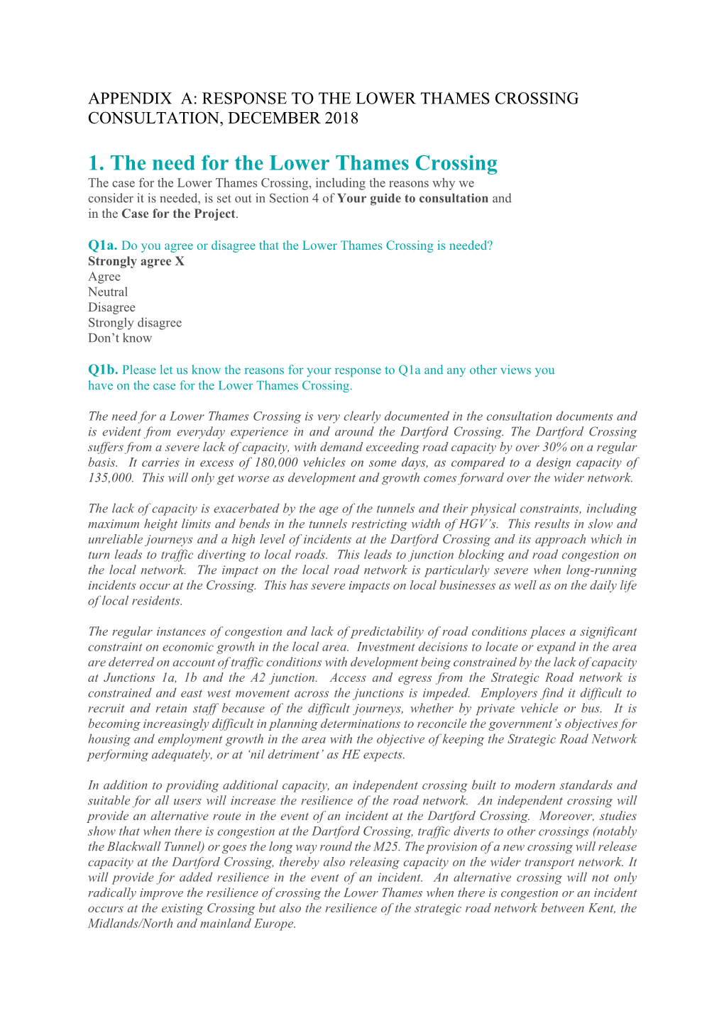 Lower Thames Crossing Consultation, December 2018