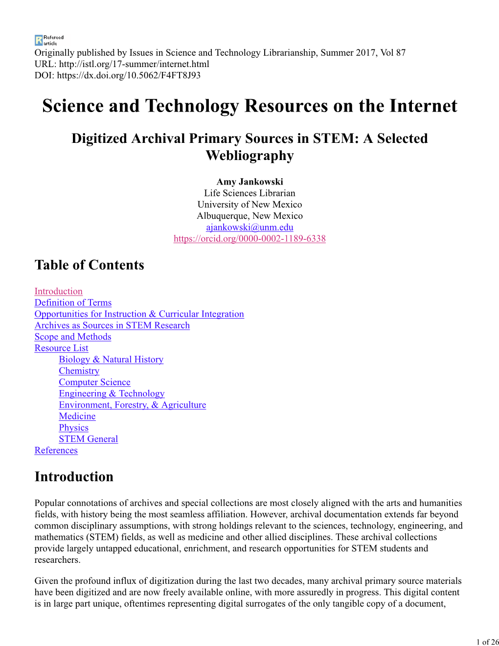 Digitized Archival Primary Sources in STEM: a Selected Webliography