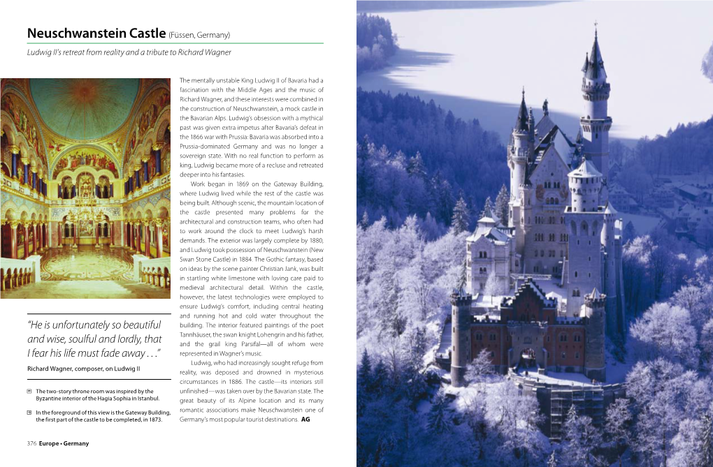 Neuschwanstein Castle (Füssen, Germany) Ludwig II’S Retreat from Reality and a Tribute to Richard Wagner