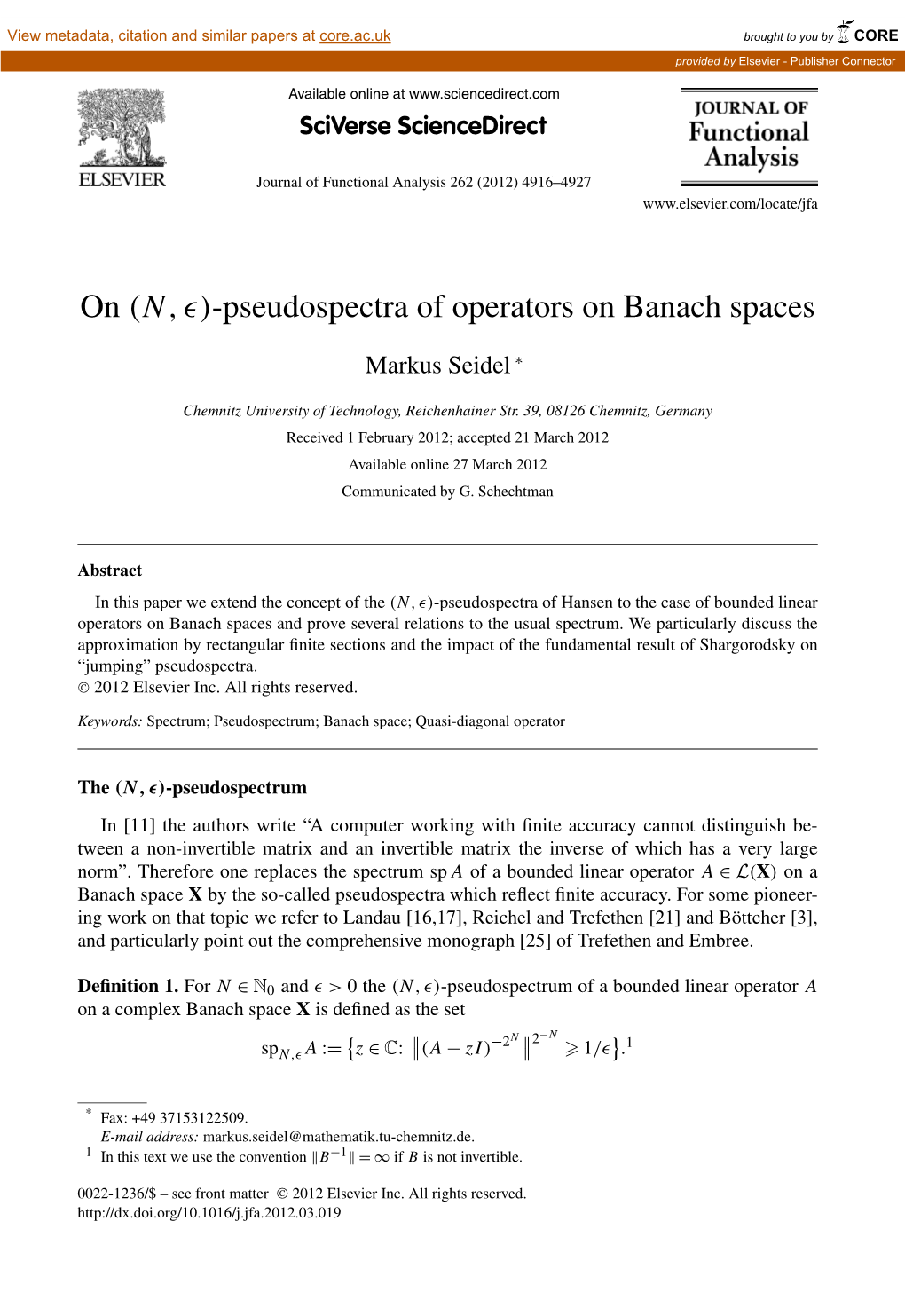 Pseudospectra of Operators on Banach Spaces