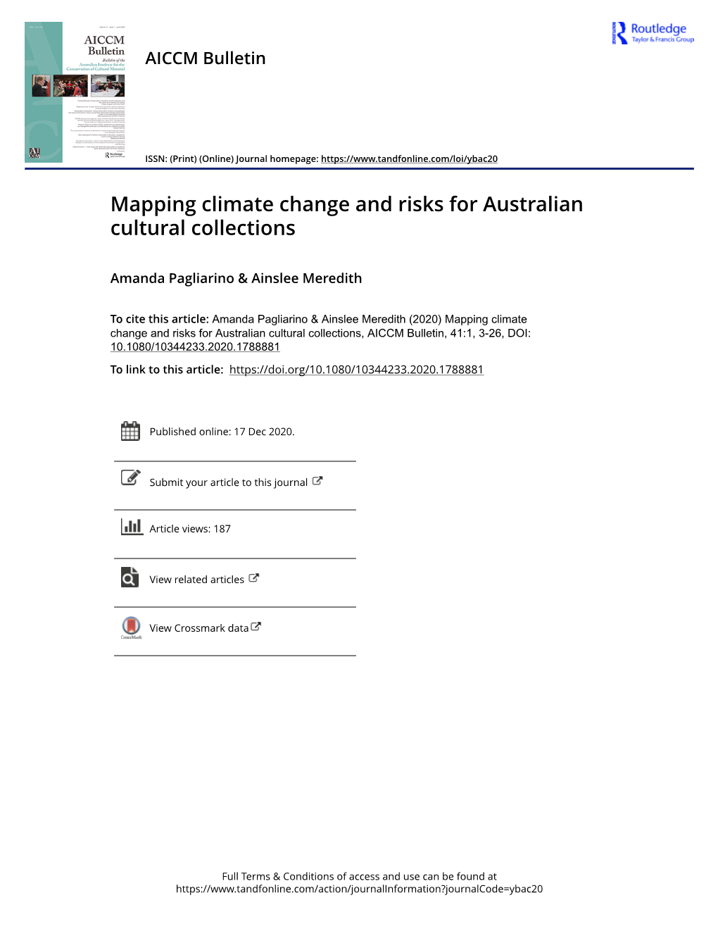 Mapping Climate Change and Risks for Australian Cultural Collections