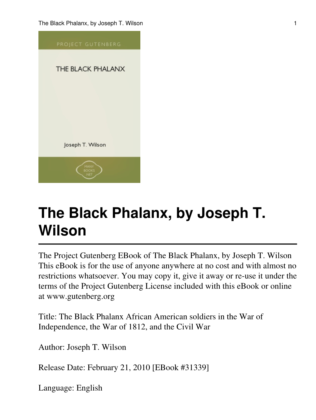 The Black Phalanx, by Joseph T